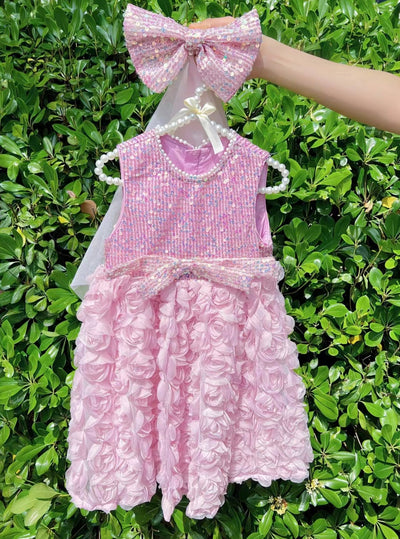 3D Roses Luxurious Princess Dress 9M-8yrs - Coco Potato - dresses and partywear for little girls