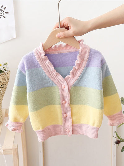 Rainbow Striped 6M-6yrs Cardigan - Coco Potato - dresses and partywear for little girls