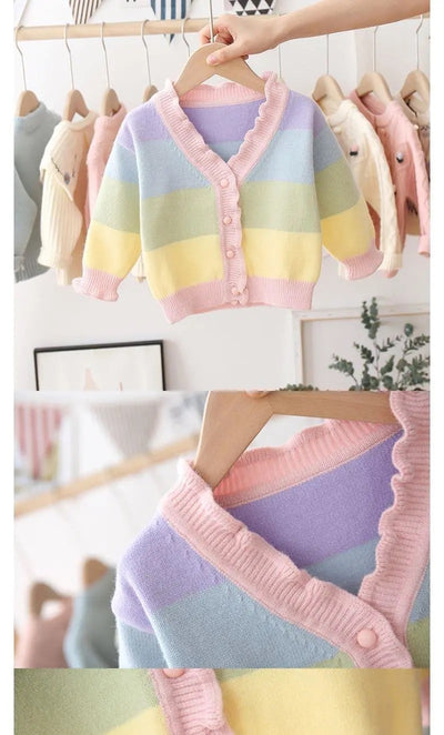 Rainbow Striped 6M-6yrs Cardigan - Coco Potato - dresses and partywear for little girls