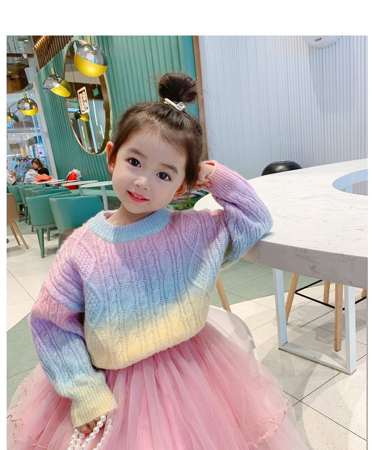 Rainbow Gradient Knit 1-5yrs Cardigan - Coco Potato - dresses and partywear for little girls