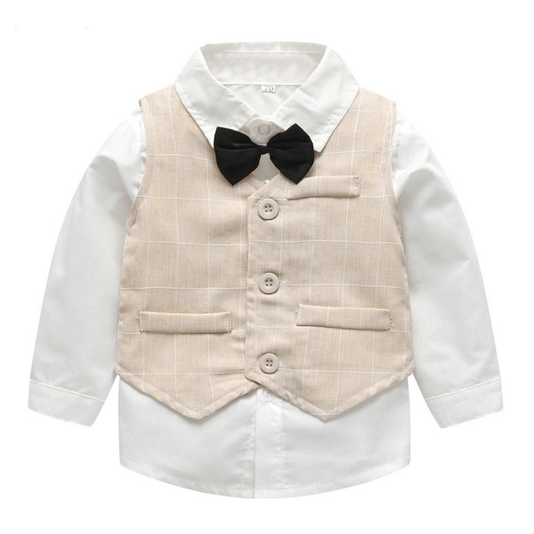 「$39.99 Sale code: 4boyset」4Pcs Suit Set Vest Bowtie Shirt Pants 3M-4yrs Boy Suit Set - Coco Potato - dresses and partywear for little girls
