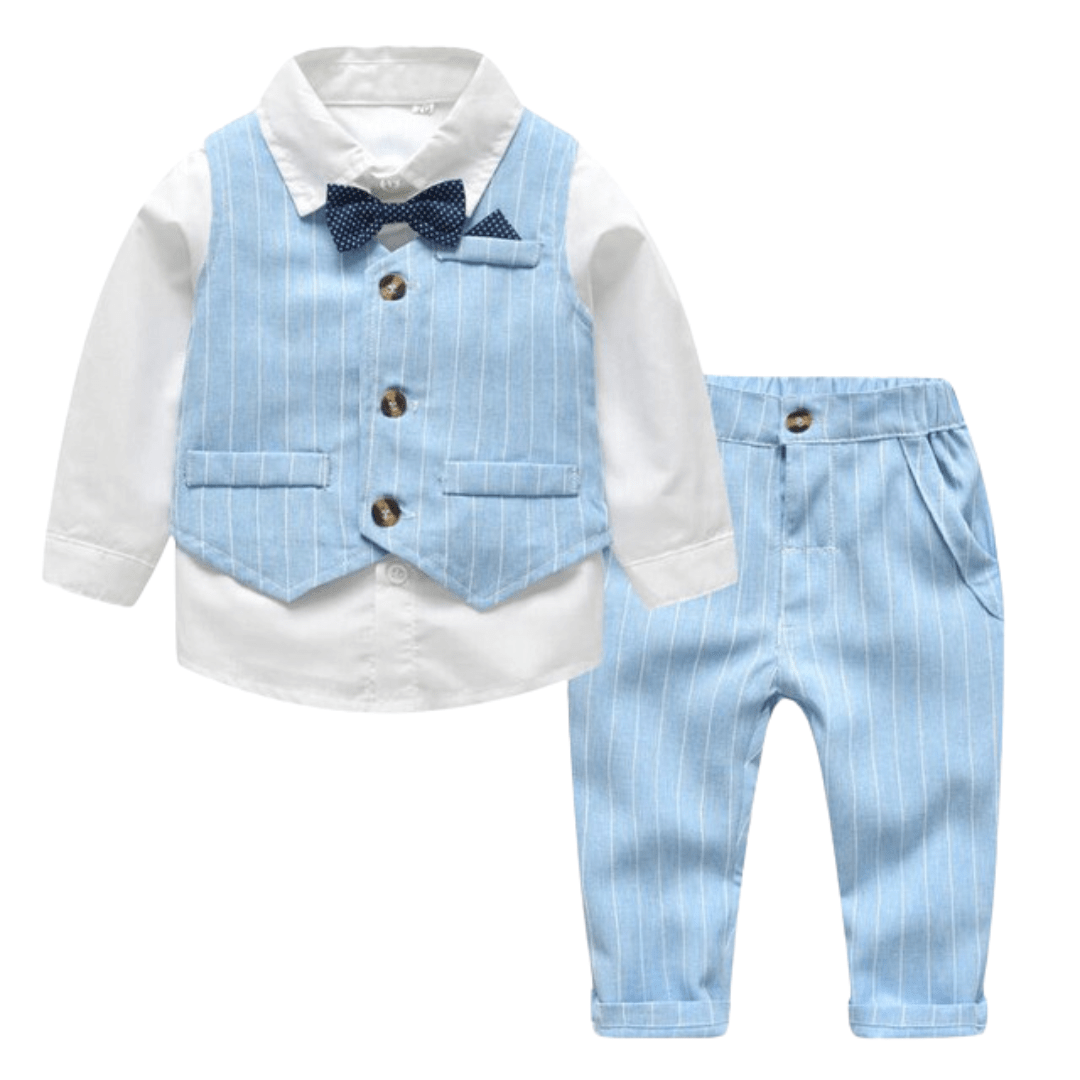 「$39.99 Sale code: 4boyset」4Pcs Suit Set Vest Bowtie Shirt Pants 3M-4yrs Boy Suit Set - Coco Potato - dresses and partywear for little girls