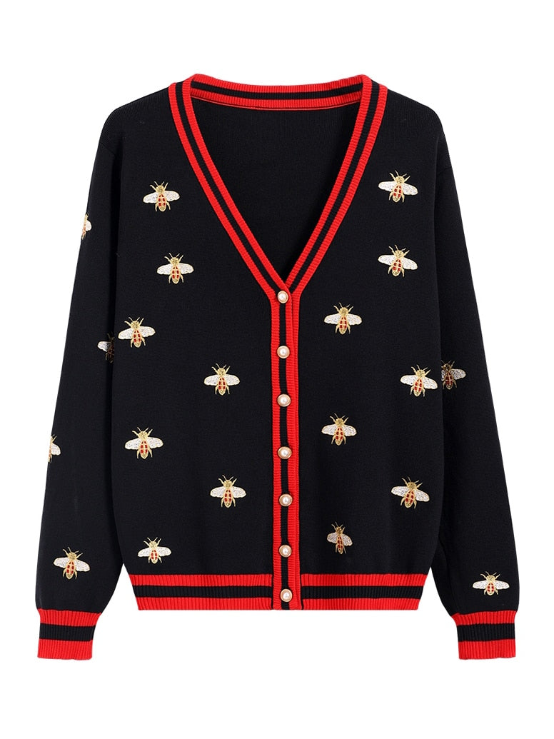 Gucci Inspired Bee Embroidery Cardigan - Coco Potato - dresses and partywear for little girls
