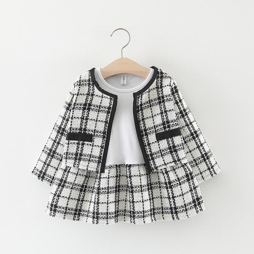 2Pcs Set Plaid Dress Jacket 1-5yrs Baby Toddler Girl Clothes - Coco Potato - dresses and partywear for little girls