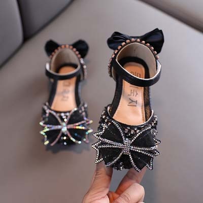 Rhinestone Bow Flats Girls Shoes - Coco Potato - dresses and partywear for little girls
