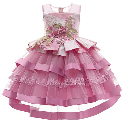 Elegant Embroidery Lace 3-10yrs Dress With Tail - Coco Potato - dresses and partywear for little girls