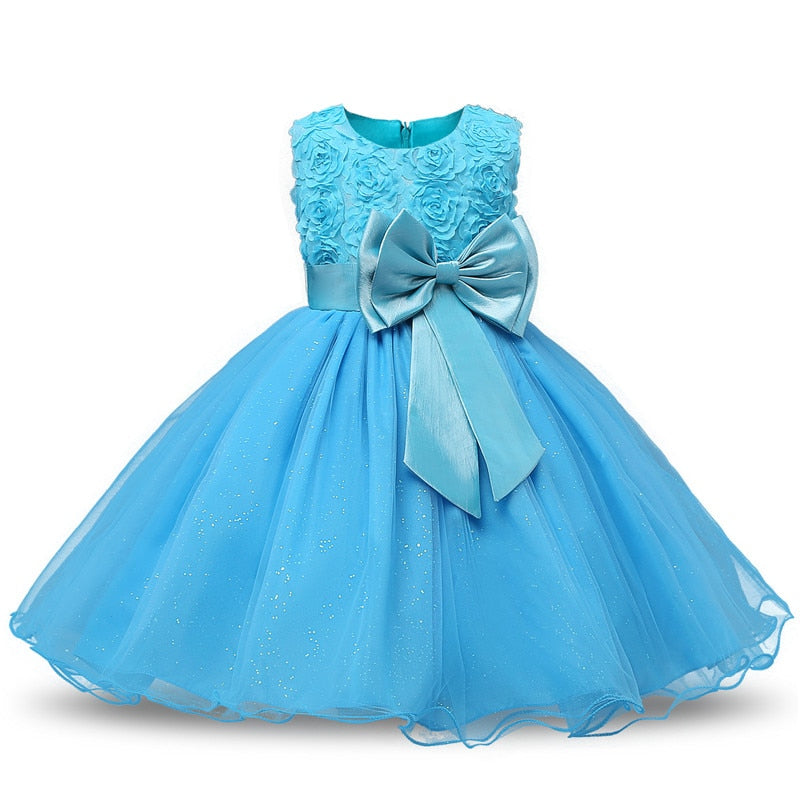 Elegant Flower Bow Gown 3-24M Baby Dress - Coco Potato - dresses and partywear for little girls