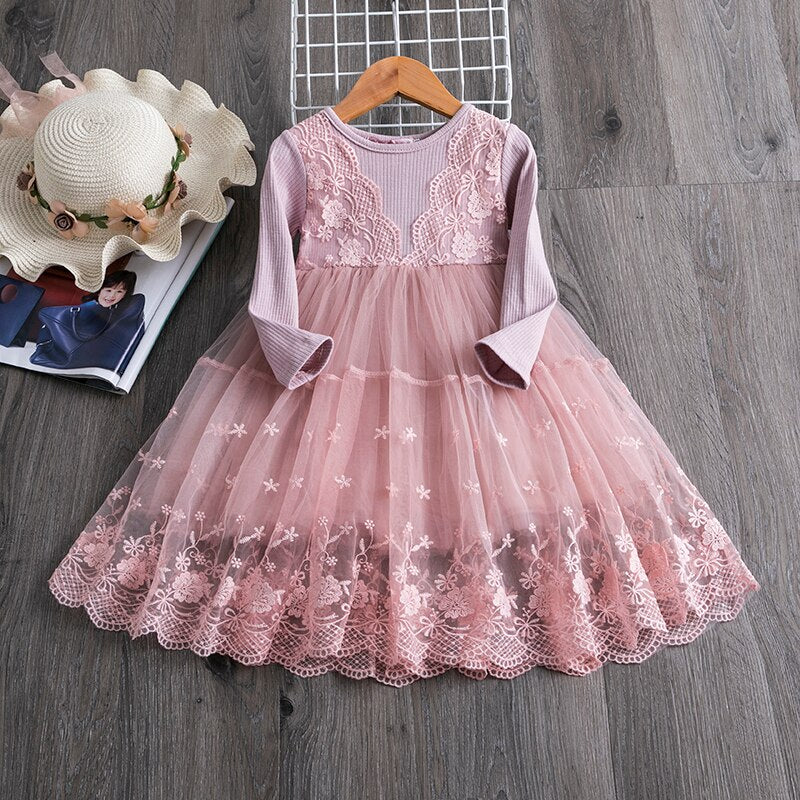 Embroidery Lace Dress 3-8yrs Toddler Girl Dress - Coco Potato - dresses and partywear for little girls