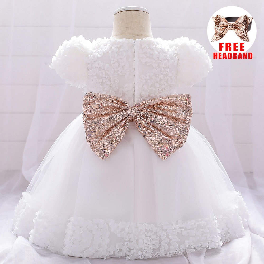 Sequin Bow Dress 3-24M Baby Dress - Coco Potato - dresses and partywear for little girls