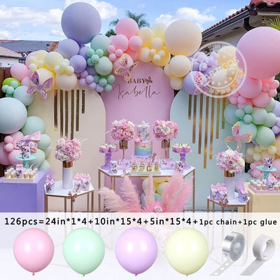 DIY 126/182 Pcs Macaron Rainbow Arch Balloon Set Party Decor - Coco Potato - dresses and partywear for little girls