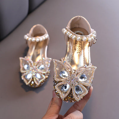 Butterfly Pearl Rhinestone Shoes Princess Girl Shoes - Coco Potato - dresses and partywear for little girls