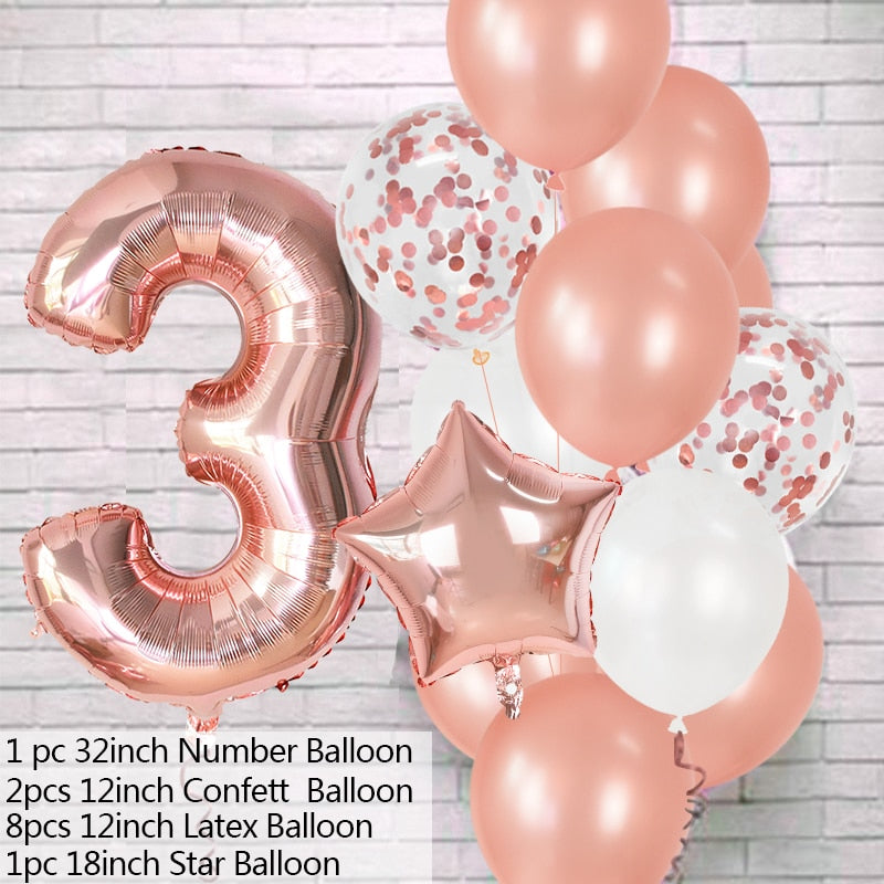 12 Pcs Number Balloon Set Party Decor - Coco Potato - dresses and partywear for little girls