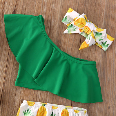 Pineapple One shoulder Bikini 6M-4T Baby Toddler Girl Swimsuit - Coco Potato - dresses and partywear for little girls