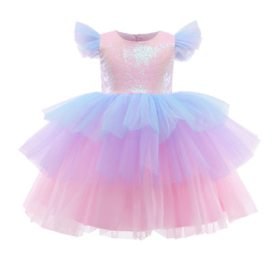 Rainbow Tutu Prom Dress 4-10yrs Toddler Girl Dress - Coco Potato - dresses and partywear for little girls