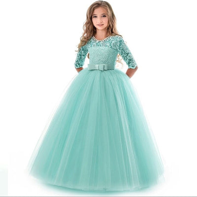 Long Sleeve Tulle Lace Ceremony Gown 6-14T Girl Dress - Coco Potato - dresses and partywear for little girls