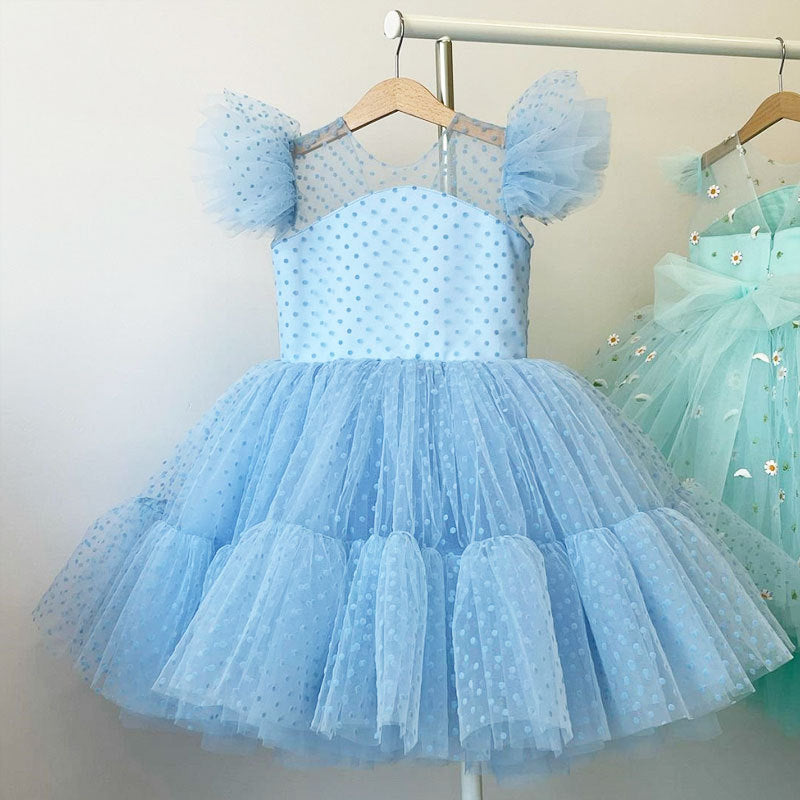 Tutu Fluffy Polka Dots Dress 4-10yrs Toddler Girl Dress - Coco Potato - dresses and partywear for little girls
