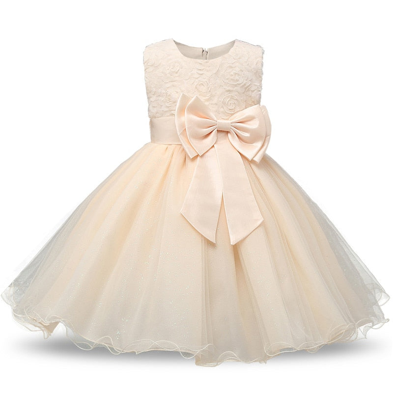 Elegant Flower Bow Gown 3-24M Baby Dress - Coco Potato - dresses and partywear for little girls