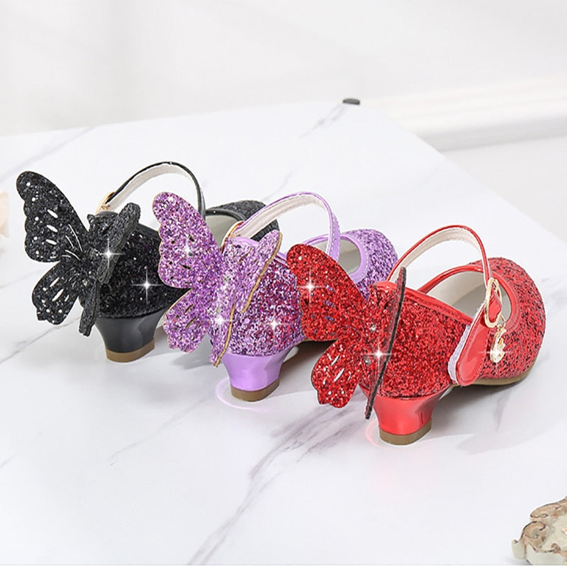 Sparkling Butterfly High Heels Girls Shoes - Coco Potato - dresses and partywear for little girls