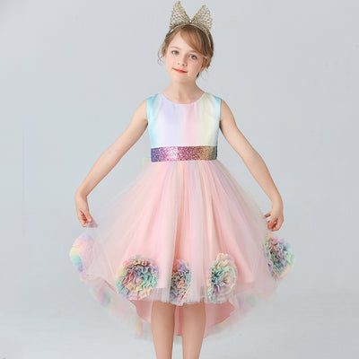 Unicorn High Low Dress 3-12yrs Toddler Girl Dress - Coco Potato - dresses and partywear for little girls