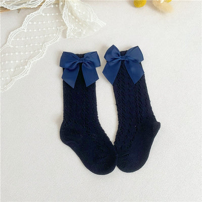 Bowknot Knee High Cotton Mesh Socks 0-5yrs Baby Toddler Girl Socks - Coco Potato - dresses and partywear for little girls