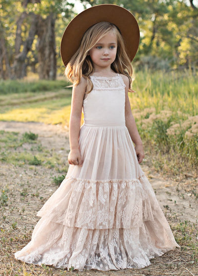 Boho Lace Chiffon Dress 2-12yrs Toddler Girl Dress - Coco Potato - dresses and partywear for little girls