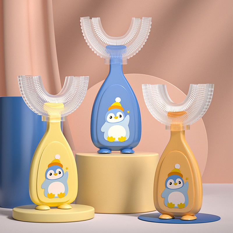2-6yrs Kids Toothbrush Penguin 360 Degree U-shaped Silicone Toothbrush - Coco Potato - dresses and partywear for little girls