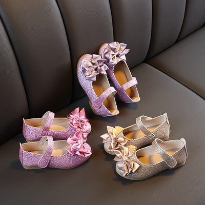 Ribbon Bowknot Sequined Shoes Princess Girl Shoes - Coco Potato - dresses and partywear for little girls