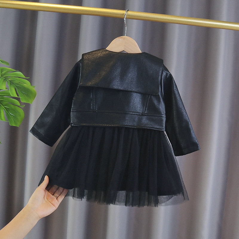 Detachable PU Leather Jacket Skirt 12M-5yrs Baby Toddler Girl Dress - Coco Potato - dresses and partywear for little girls