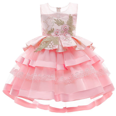 Elegant Embroidery Lace 3-10yrs Dress With Tail - Coco Potato - dresses and partywear for little girls