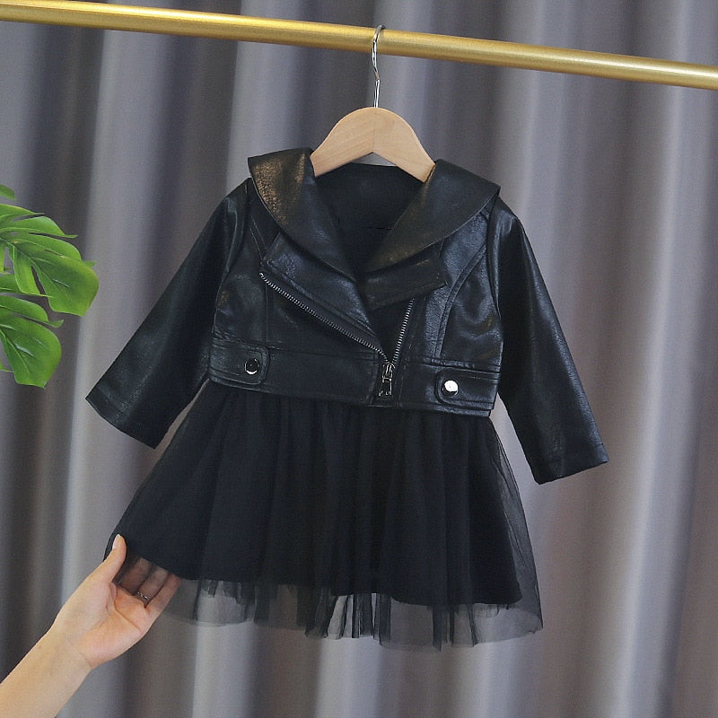 Detachable PU Leather Jacket Skirt 12M-5yrs Baby Toddler Girl Dress - Coco Potato - dresses and partywear for little girls