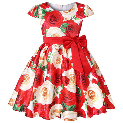 Retro Floral Bowknot Dress 2-10T Toddler Girl Dress - Coco Potato - dresses and partywear for little girls