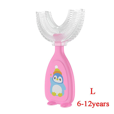 6-12yrs Kids Toothbrush Penguin 360 Degree U-shaped Silicone Toothbrush - Coco Potato - dresses and partywear for little girls