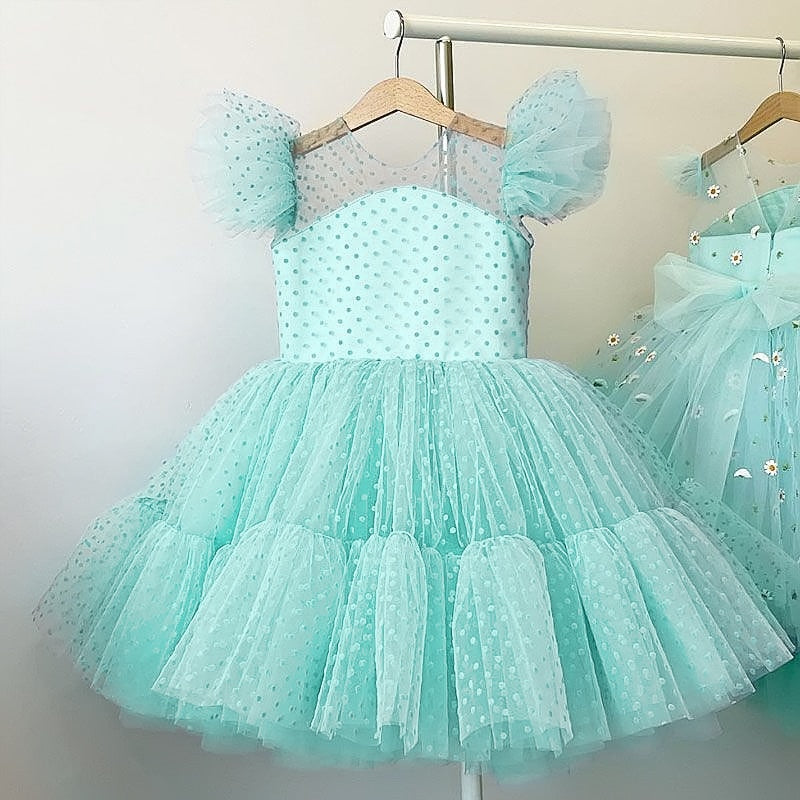 Tutu Fluffy Polka Dots Dress 4-10yrs Toddler Girl Dress - Coco Potato - dresses and partywear for little girls