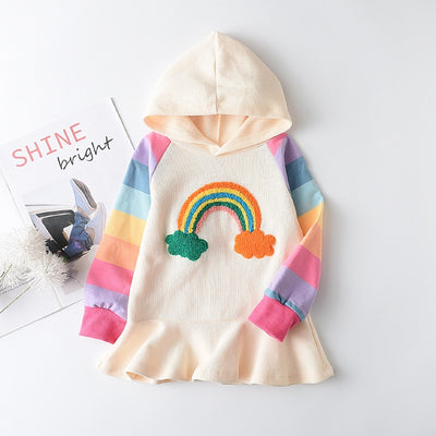 Rainbow 2-6yrs Hoodie Dress - Coco Potato - dresses and partywear for little girls