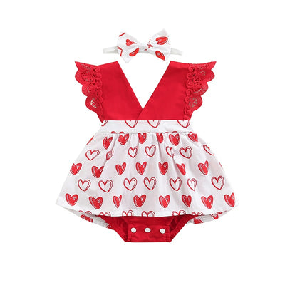 Sweetheart 0-24M Romper Dress W/Headband - Coco Potato - dresses and partywear for little girls