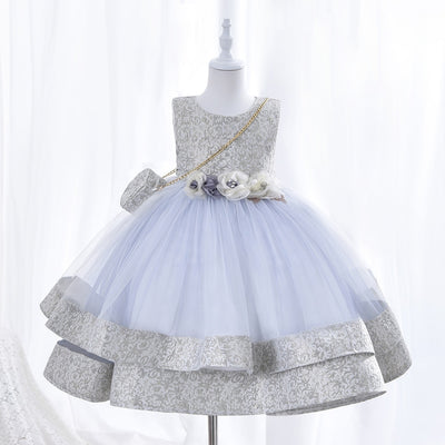 Royal Ruffle Lace 5-9yrs Dress With Bag - Coco Potato - dresses and partywear for little girls