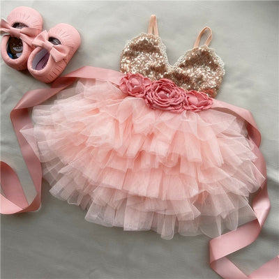 Sequined Flower Tutu Dress 12M-5yrs Baby Toddler Girl Dress - Coco Potato - dresses and partywear for little girls