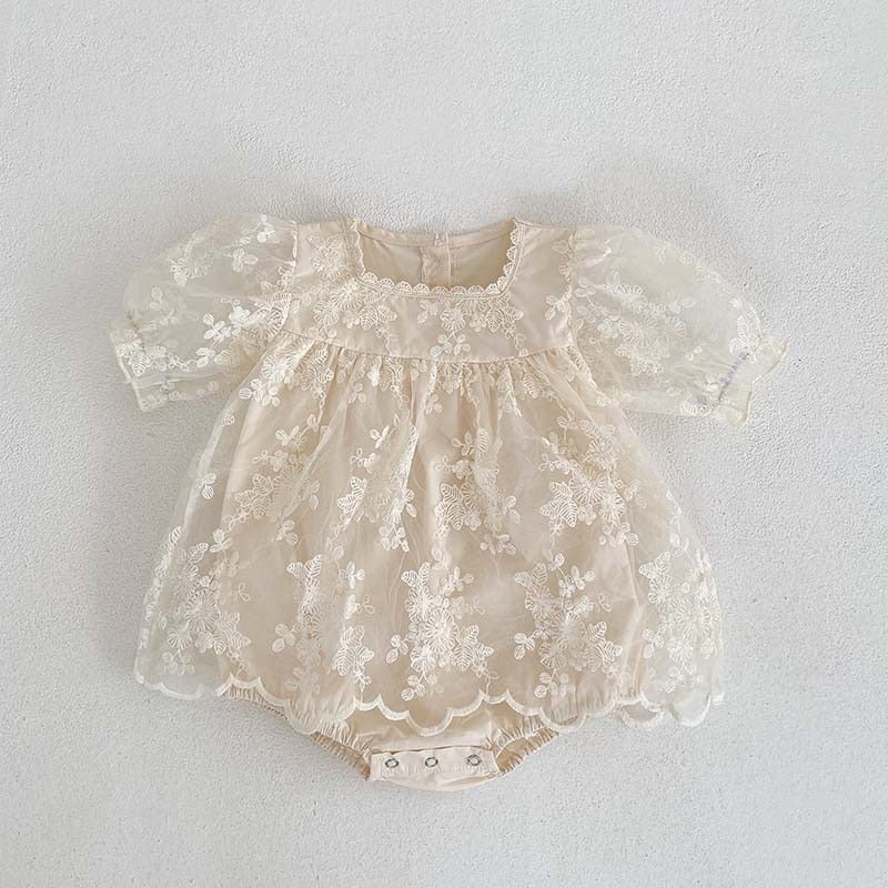 Lace Embroidery 6-24M Romper Dress - Coco Potato - dresses and partywear for little girls