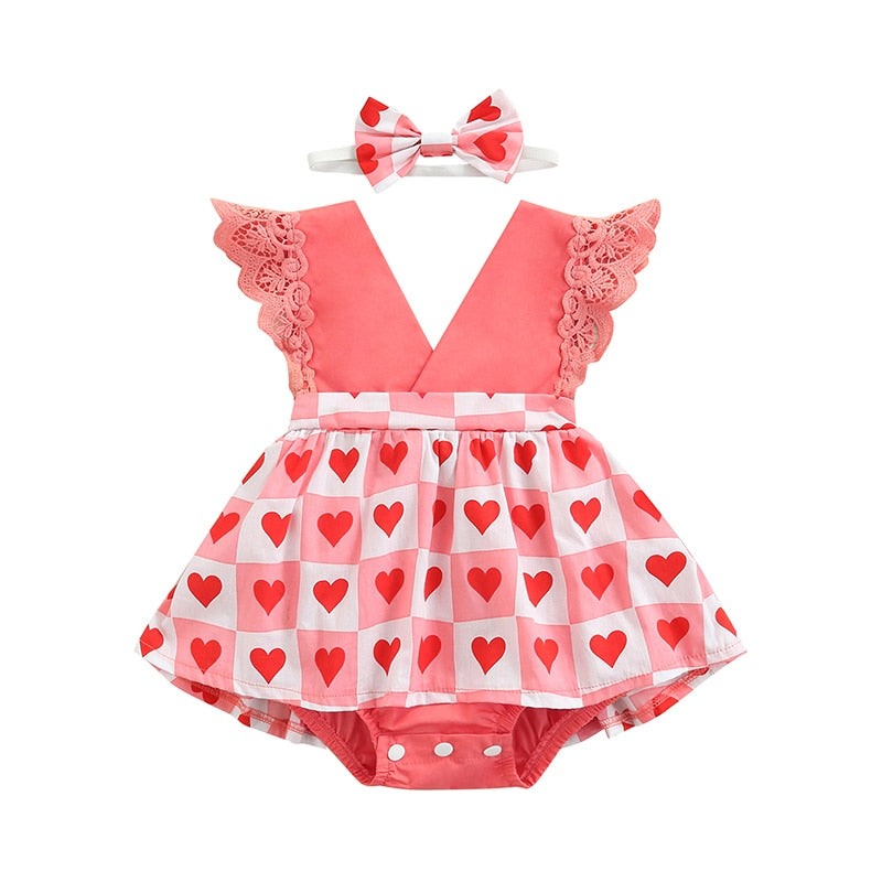 Sweetheart 0-24M Romper Dress W/Headband - Coco Potato - dresses and partywear for little girls
