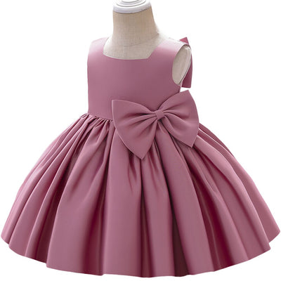 Bowknot Satin Dress 6M-10yrs Baby Toddler Girl Dress - Coco Potato - dresses and partywear for little girls