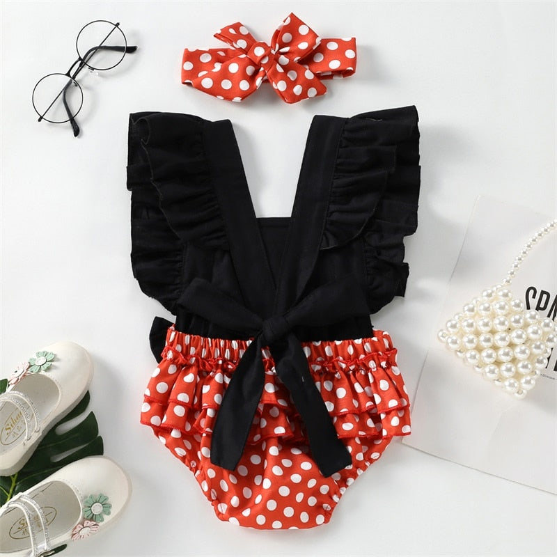 Minnie Mouse Inspired Romper 6-24M Set - Coco Potato - dresses and partywear for little girls