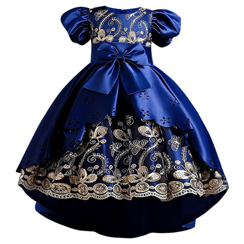 Elegant Embroidery 3-10yrs Dress With Tail - Coco Potato - dresses and partywear for little girls