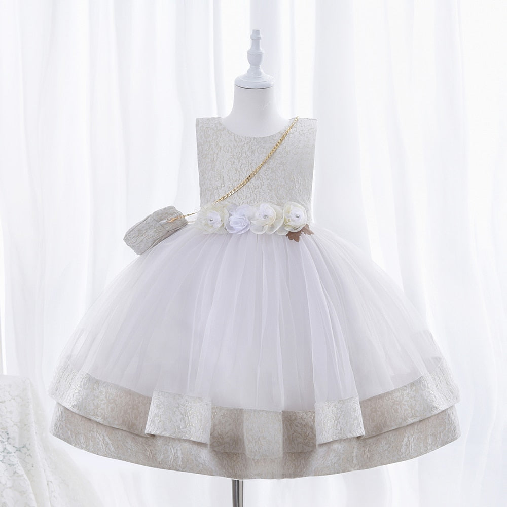 Royal Ruffle Lace 5-9yrs Dress With Bag - Coco Potato - dresses and partywear for little girls