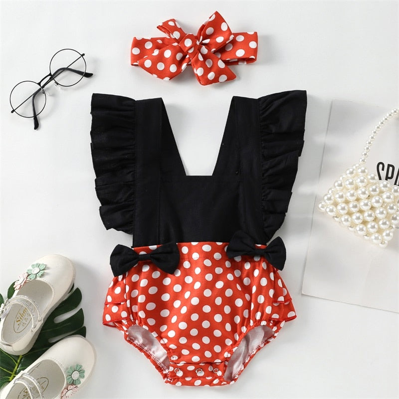 Minnie Mouse Inspired Romper 6-24M Set - Coco Potato - dresses and partywear for little girls