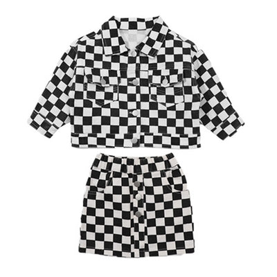 2Pcs Set Plaid Jacket Skirt 2-7yrs Toddler Girl Clothes - Coco Potato - dresses and partywear for little girls
