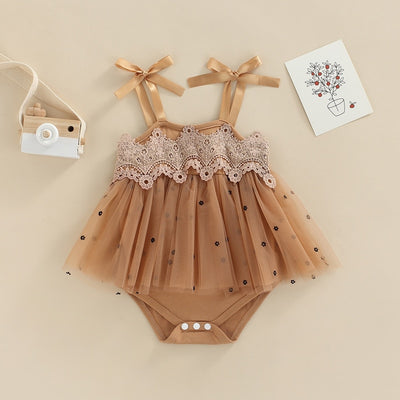 Lace Tie-up 6-24M Romper Dress - Coco Potato - dresses and partywear for little girls